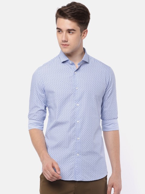 

U.S. Polo Assn. Tailored Men Blue Tailored Fit Printed Formal Shirt