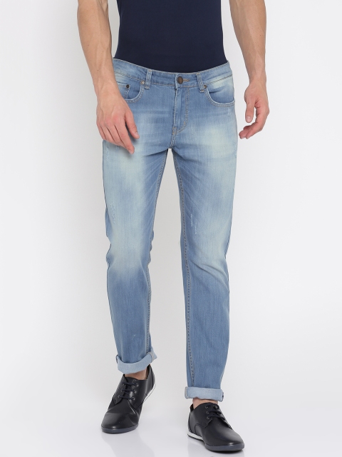 

American Crew Men Blue Straight Fit Mid-Rise Mildly Distressed Stretchable Jeans