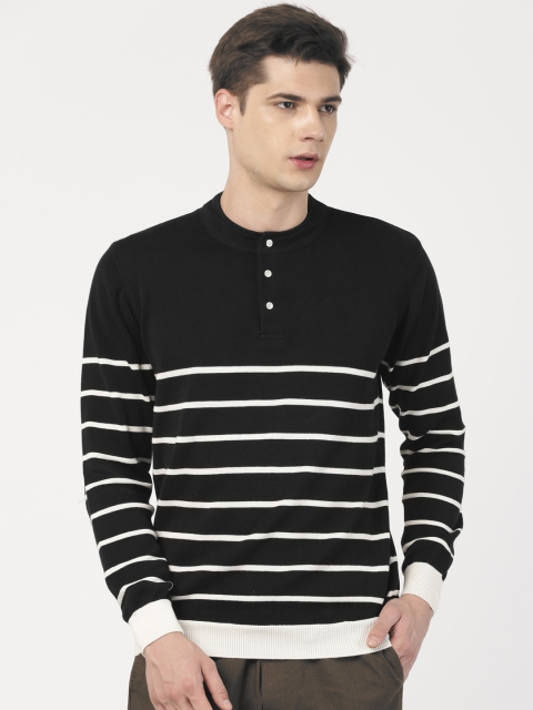 

ether Men Black & White Striped Pullover