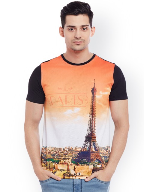 

Wear Your Mind Men Orange Printed Round Neck T-shirt