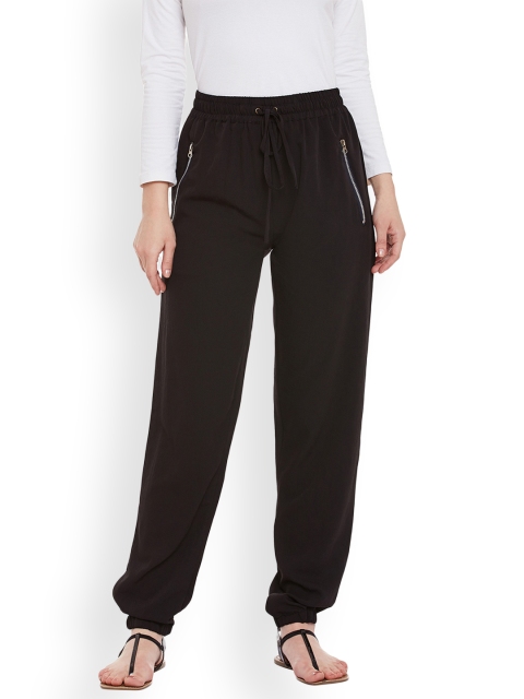 

Ruhaans Women Black Relaxed Regular Fit Solid Trousers