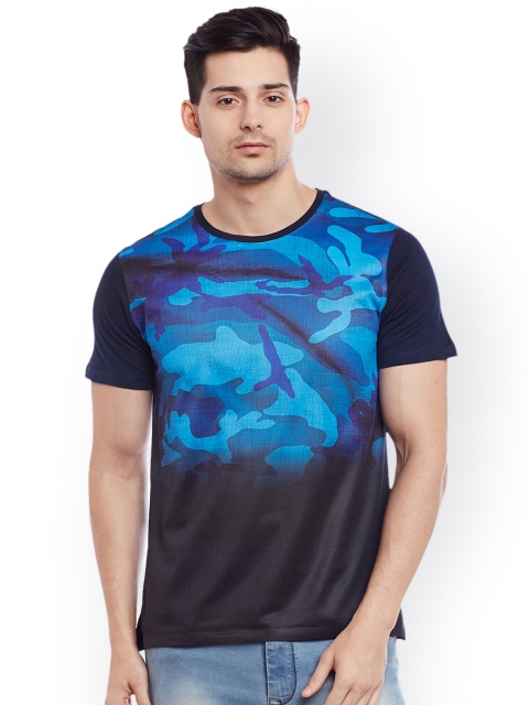 

Wear Your Mind Men Blue Printed Round Neck T-shirt