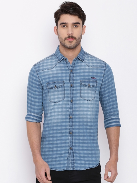 Mufti Men Blue Regular Fit Striped Casual Shirt available at myntra for Rs.1199