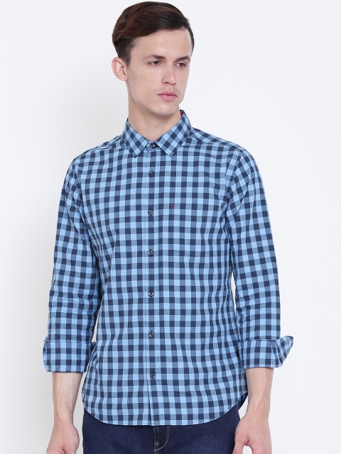 

United Colors of Benetton Men Blue Slim Fit Checked Casual Shirt