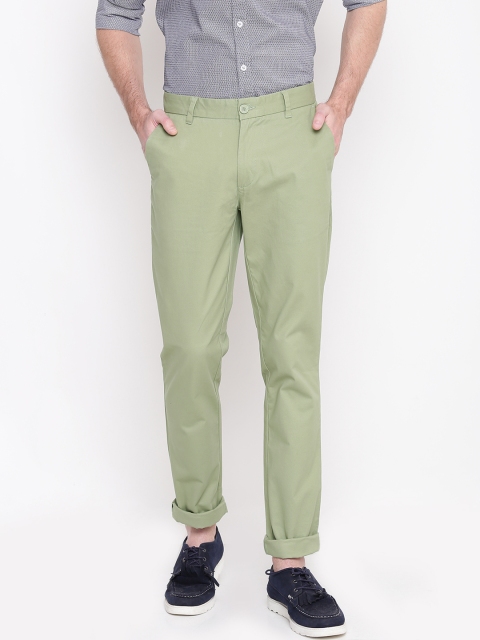 

United Colors of Benetton Men Olive Green Slim Fit Solid Trousers