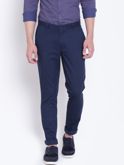 

United Colors of Benetton Men Navy Blue Slim Fit Solid Chinos