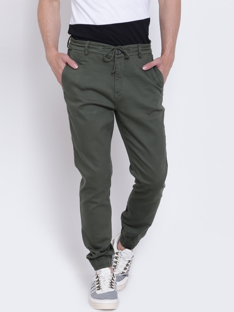 

United Colors of Benetton Men Olive Green Slim Fit Solid Joggers