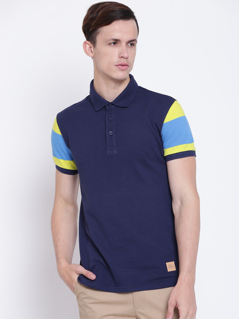 

United Colors of Benetton Men Navy Solid Polo Collar T-shirt, Navy blue