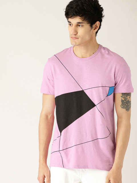 

United Colors of Benetton Men Pink Printed Round Neck T-shirt