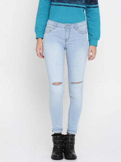 

Roadster Women Blue Skinny Fit Mid-Rise Slash Knee Stretchable Jeans