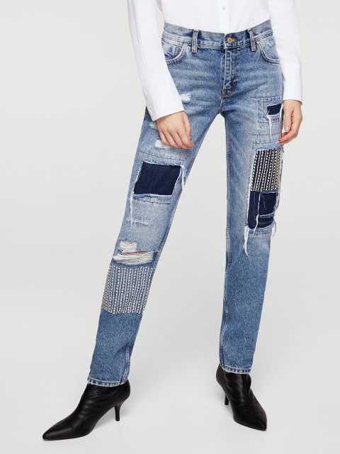 

MANGO Women Blue Regular Fit Mid-Rise Mildly Distressed Jeans
