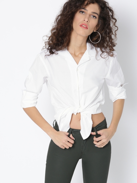 

MANGO Women White Solid Casual Shirt