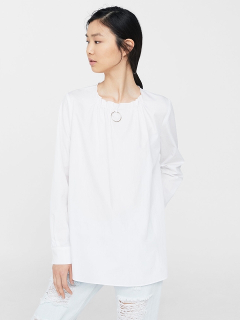 

MANGO Women White Solid Top