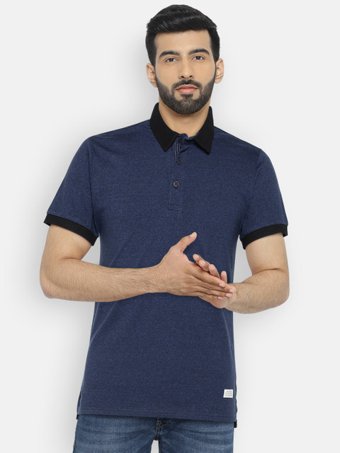 

United Colors of Benetton Men Blue Solid Polo Collar T-shirt