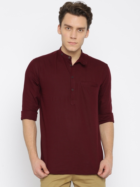 

Nature Casuals Men Burgundy Solid Slim Fit Kurta