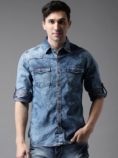 

Moda Rapido Men Blue Regular Fit Faded Casual Shirt