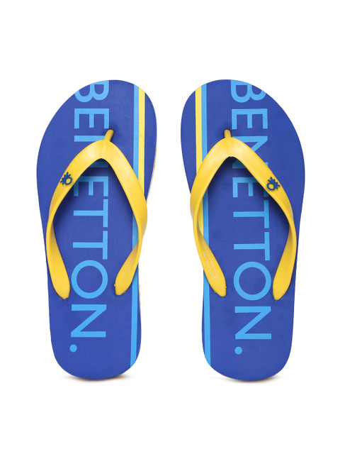 

United Colors of Benetton Men Yellow & Blue Printed Flip-Flops