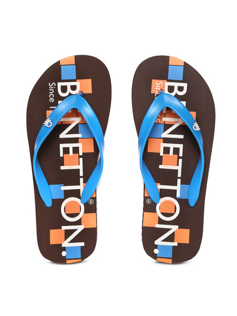 

United Colors of Benetton Men Blue & brown Printed Flip-Flops
