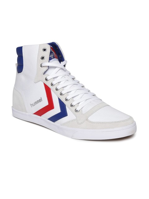 

hummel Unisex White Solid Canvas High-Top Sneakers