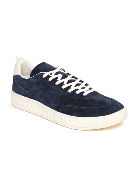 

hummel Unisex Navy Nubuck Leather Sneakers, Navy blue