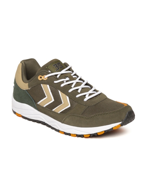 

hummel Unisex Olive Green Suede Sneakers