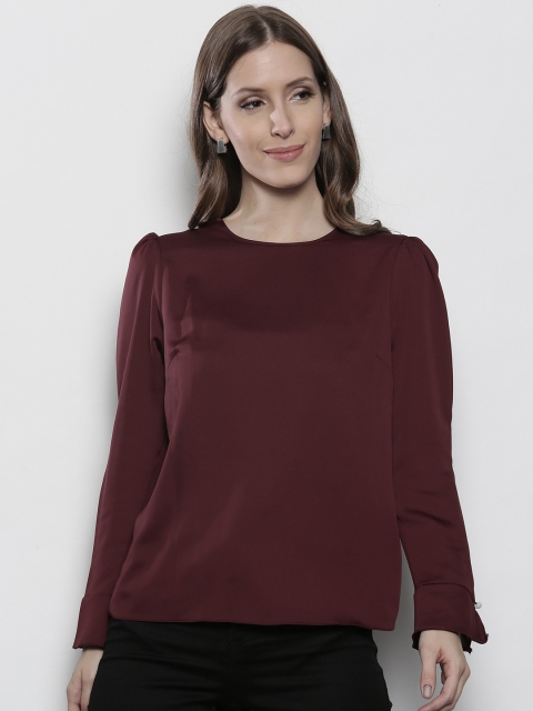 

DOROTHY PERKINS Women Burgundy Solid Top