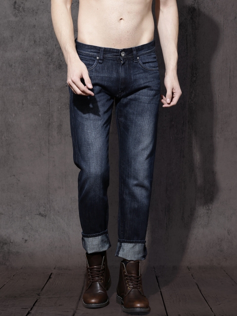 

Roadster Men Navy Blue Cropped Slim Tapered Fit Mid-Rise Clean Look Jeans