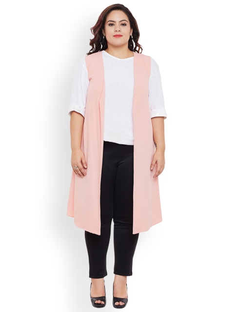 

NuBella Plus Size Women Pink Solid Longline Shrug