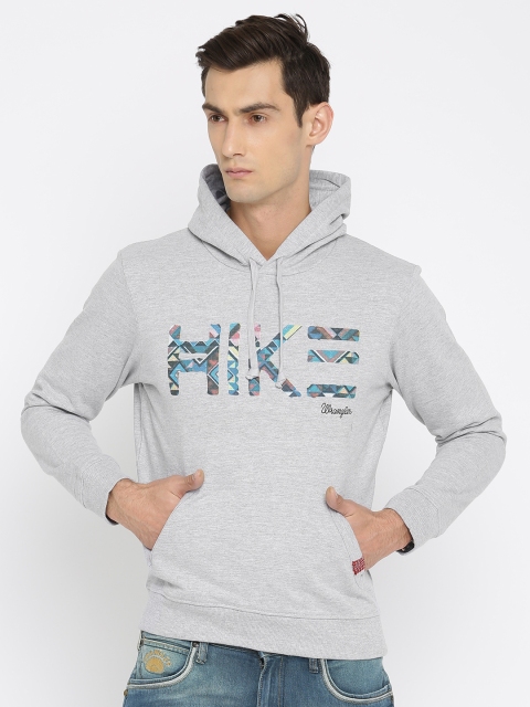 

Wrangler Men Grey Printed Hooded Sweatshirt