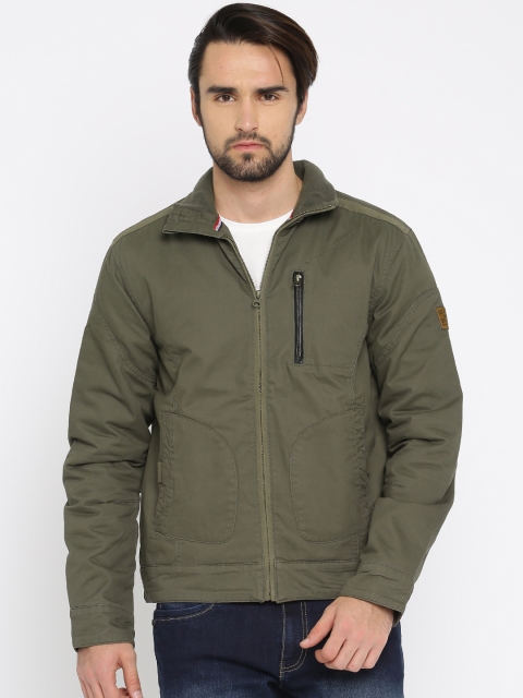 Wrangler Men Olive Green Solid Padded Jacket available at myntra for Rs.2647