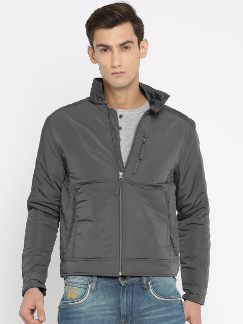 Wrangler Men Grey Solid Padded Jacket available at myntra for Rs.2447