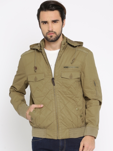 

Wrangler Men Khaki Solid Biker Jacket