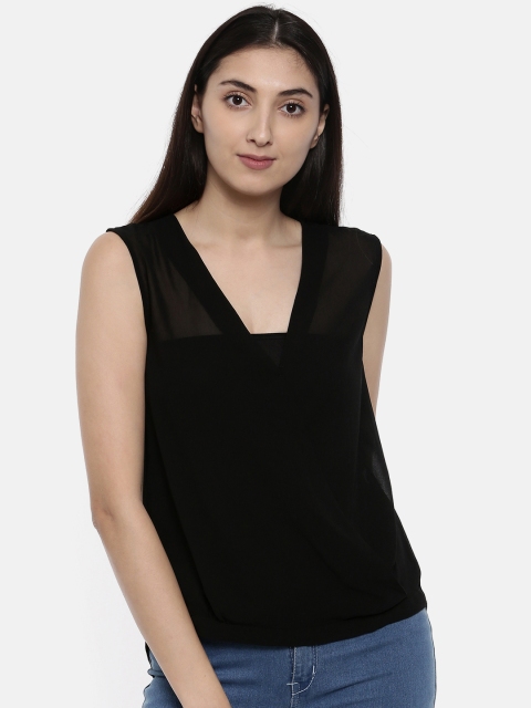 

Jealous 21 Women Black Solid Semi-Sheer High-Low Top