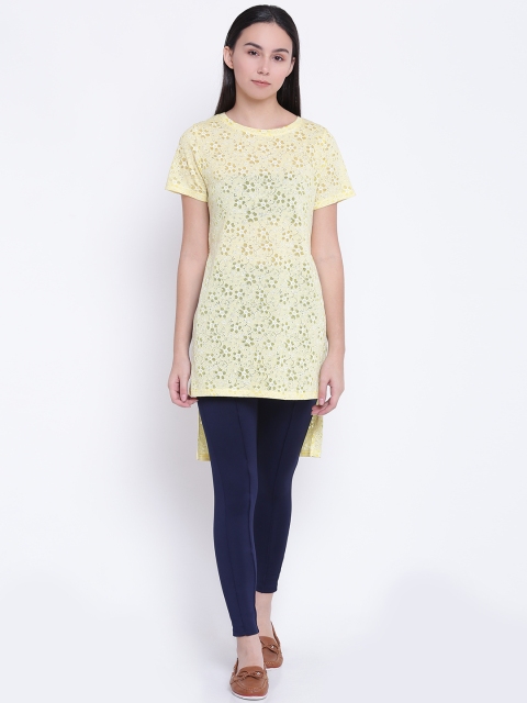 

Jealous 21 Women Yellow Self-Design Top