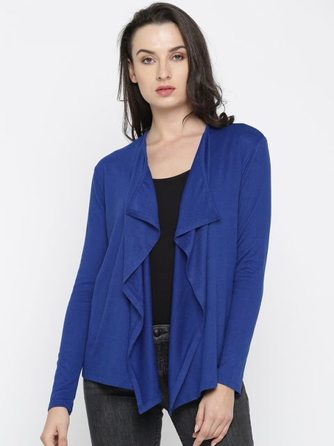 

Jealous 21 Blue Solid Open Front Shrug