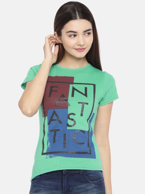 

Jealous 21 Women Green Printed Round Neck T-shirt