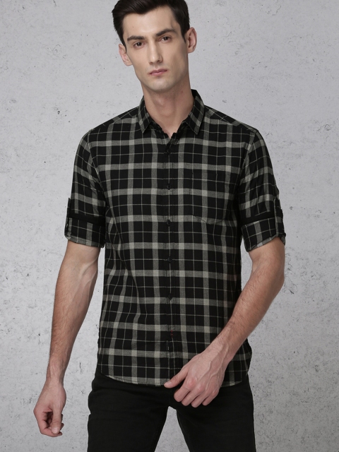 

Ecko Unltd Men Black & Charcoal Grey Slim Fit Checked Casual Shirt