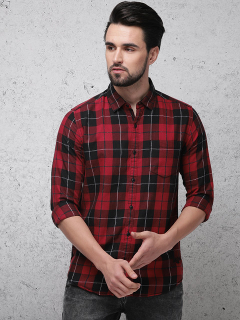 

Ecko Unltd Men Red & Black Slim Fit Checked Casual Shirt