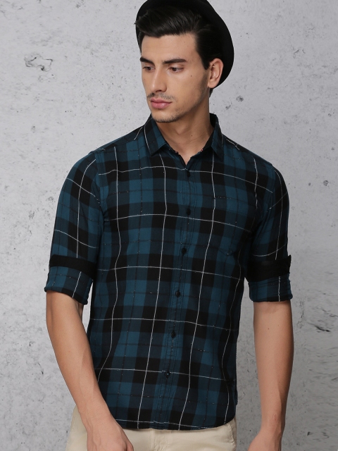 

Ecko Unltd Men Blue & Black Slim Fit Checked Casual Shirt