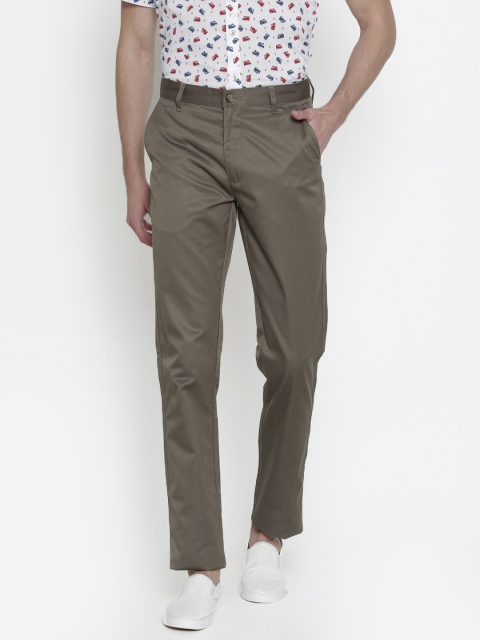 

Indigo Nation Men Brown Slim Fit Solid Regular Trousers