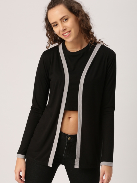 

DressBerry Black Solid Open Front Shrug
