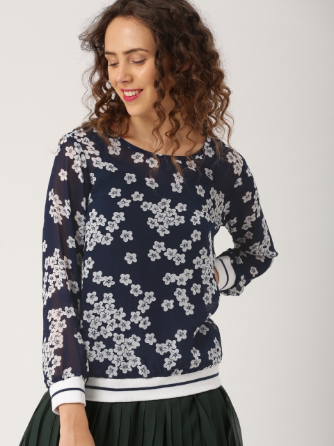 

DressBerry Women Navy Blue Printed Top