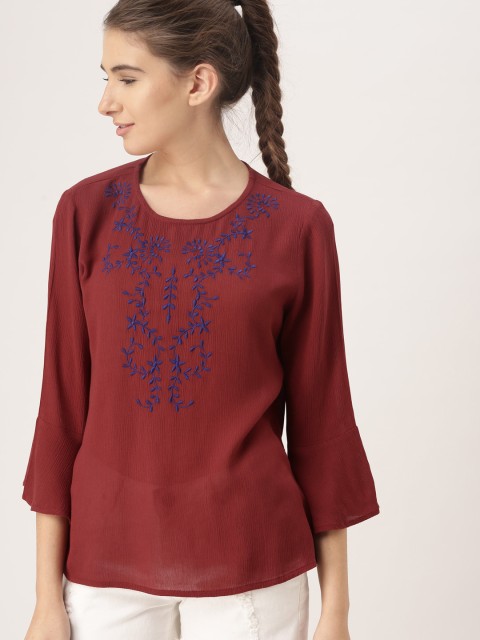 

DressBerry Women Maroon Solid Top