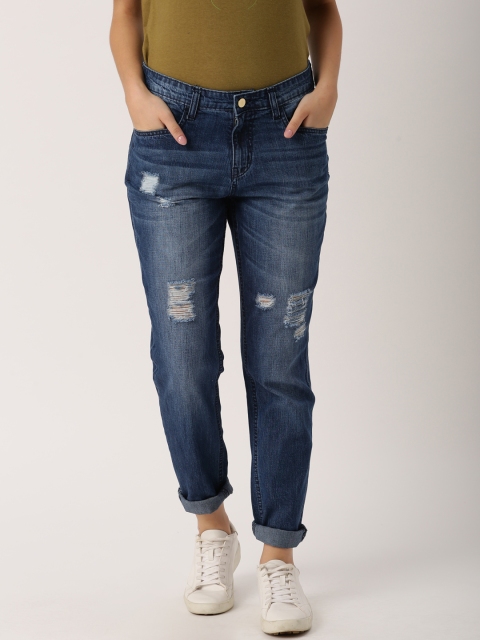 

DressBerry Women Blue Boyfriend Fit Mid-Rise Mildly Distressed Jeans