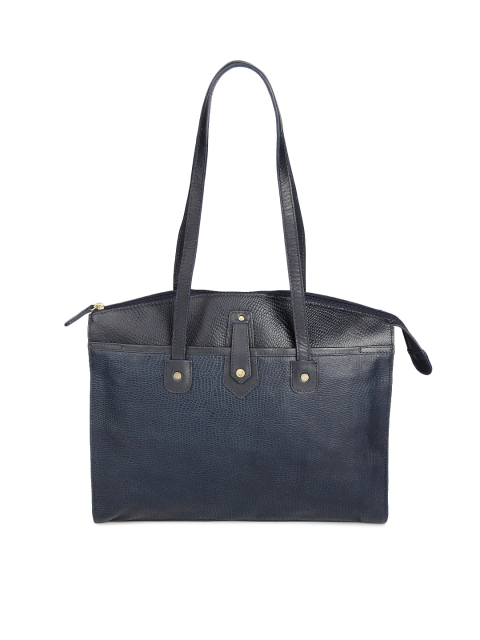 

Hidesign Blue Textured Leather Shoulder Bag