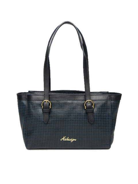 

Hidesign Navy Blue Textured Leather Shoulder Bag