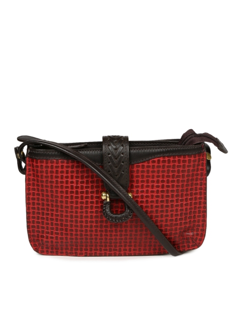 Hidesign Red & Brown Textured Sling Bag available at myntra for Rs.1747