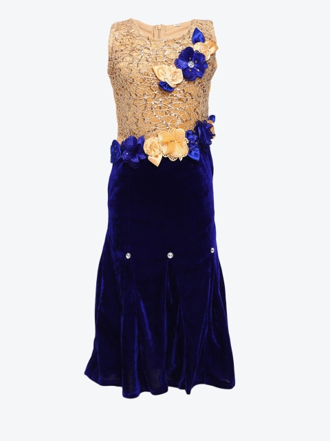 

Aarika Girls Navy Blue Self Design Maxi Dress