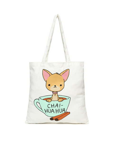 

FOREVER 21 White Printed Tote Bag