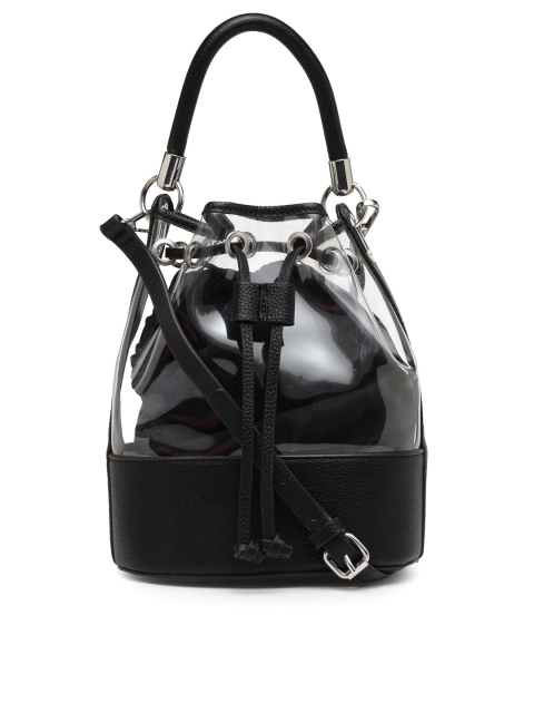 

FOREVER 21 Black & White Transparent Handheld Bag with Detachable Strap